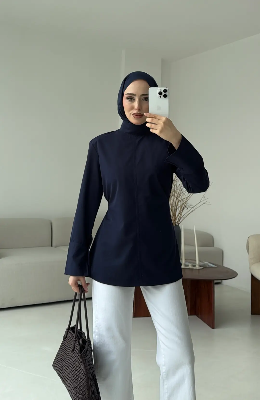 Vatkalı Bluz Lacivert - Görsel 8