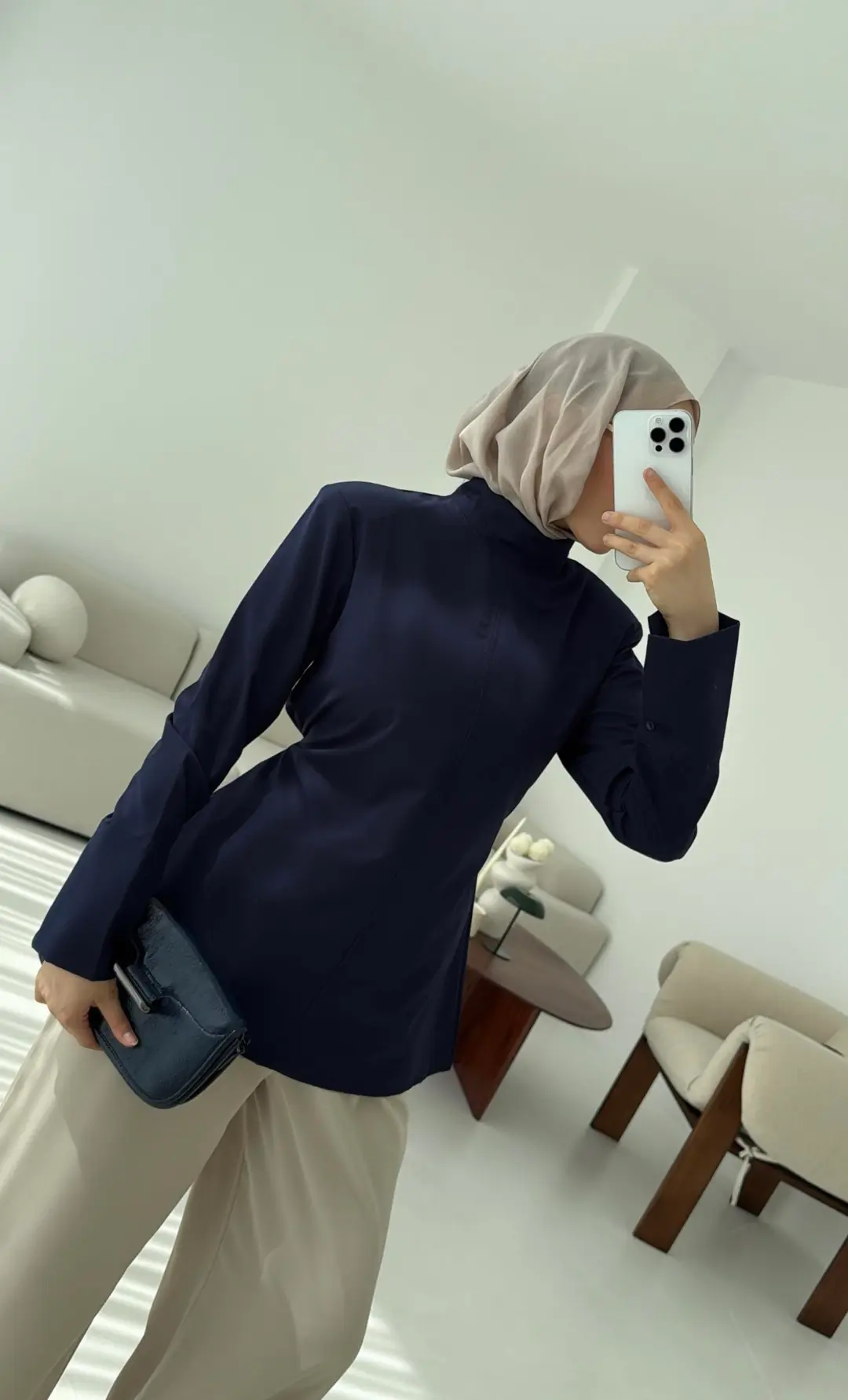 Vatkalı Bluz Lacivert - Görsel 2