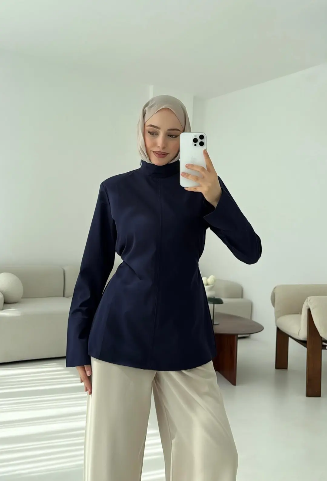 Vatkalı Bluz Lacivert - Görsel 3