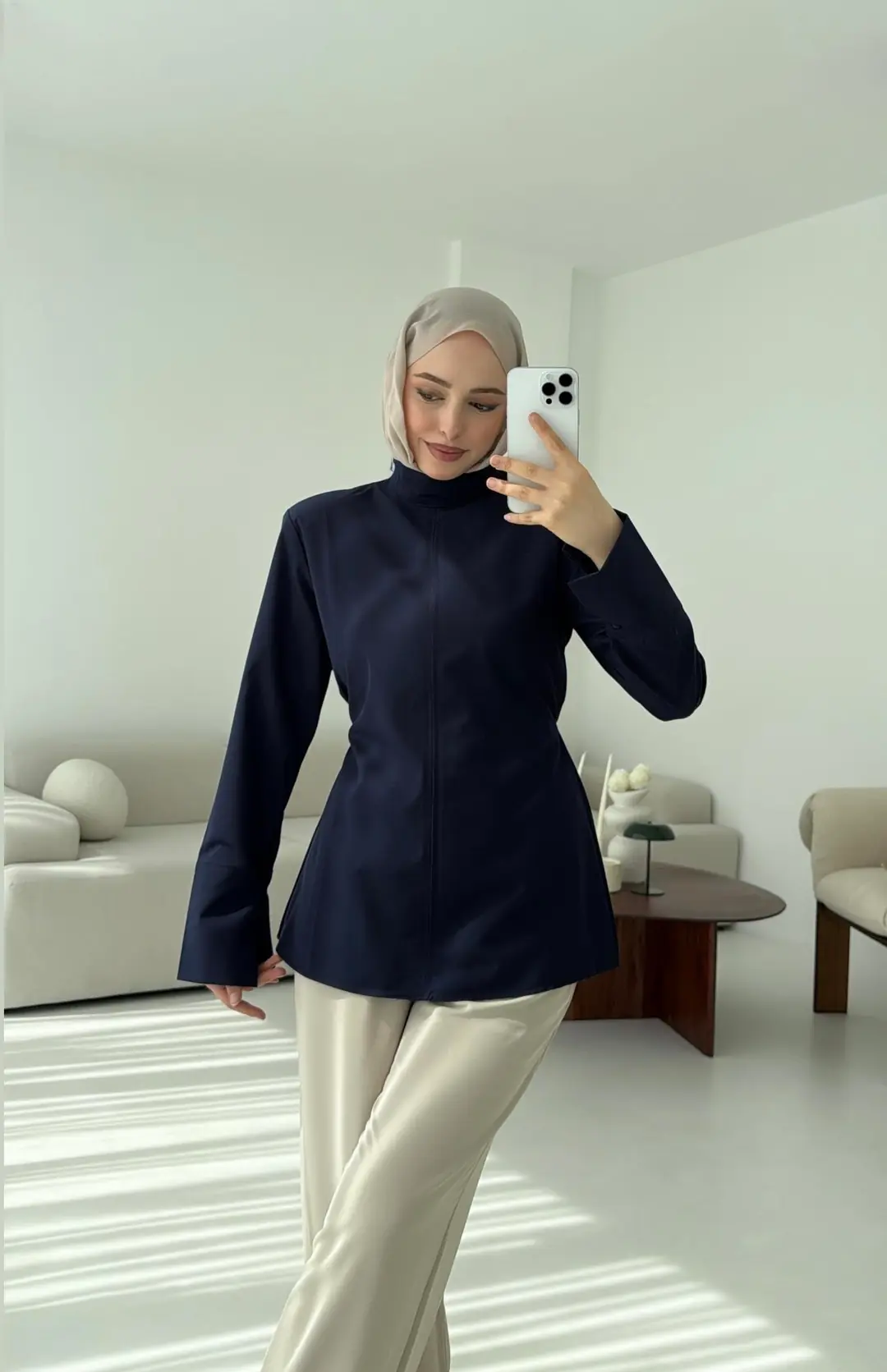 Vatkalı Bluz Lacivert - Görsel 4