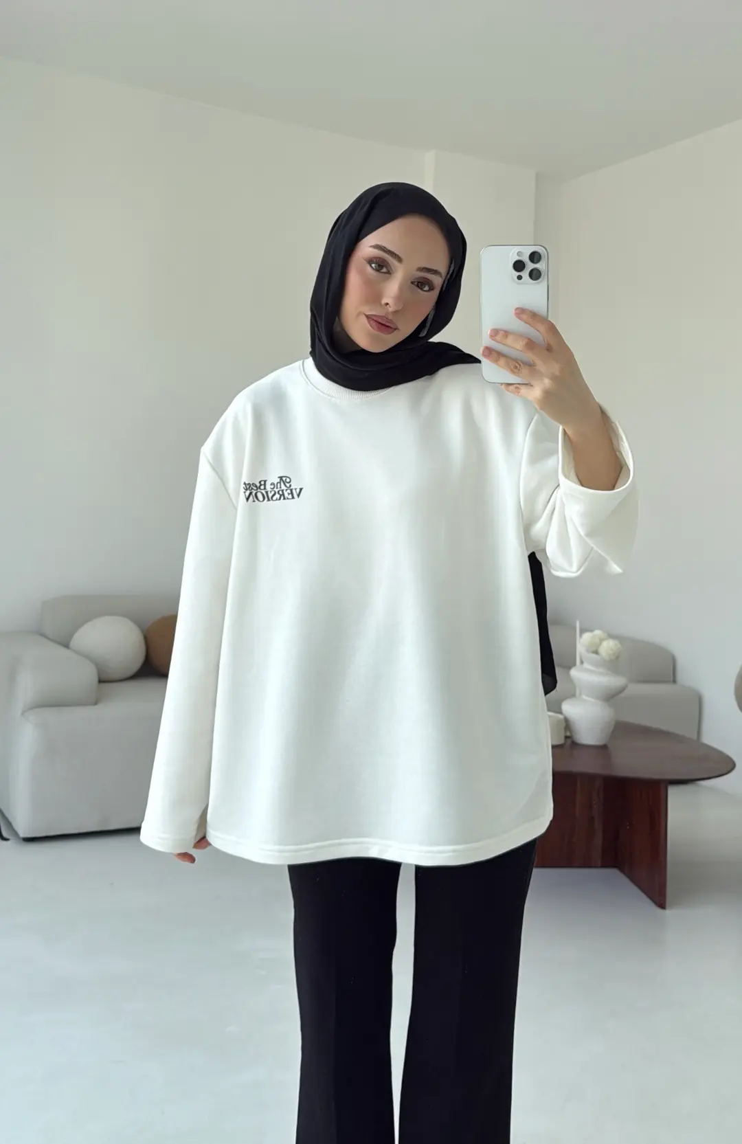 Version Baskılı Sweatshirt Beyaz - Görsel 4
