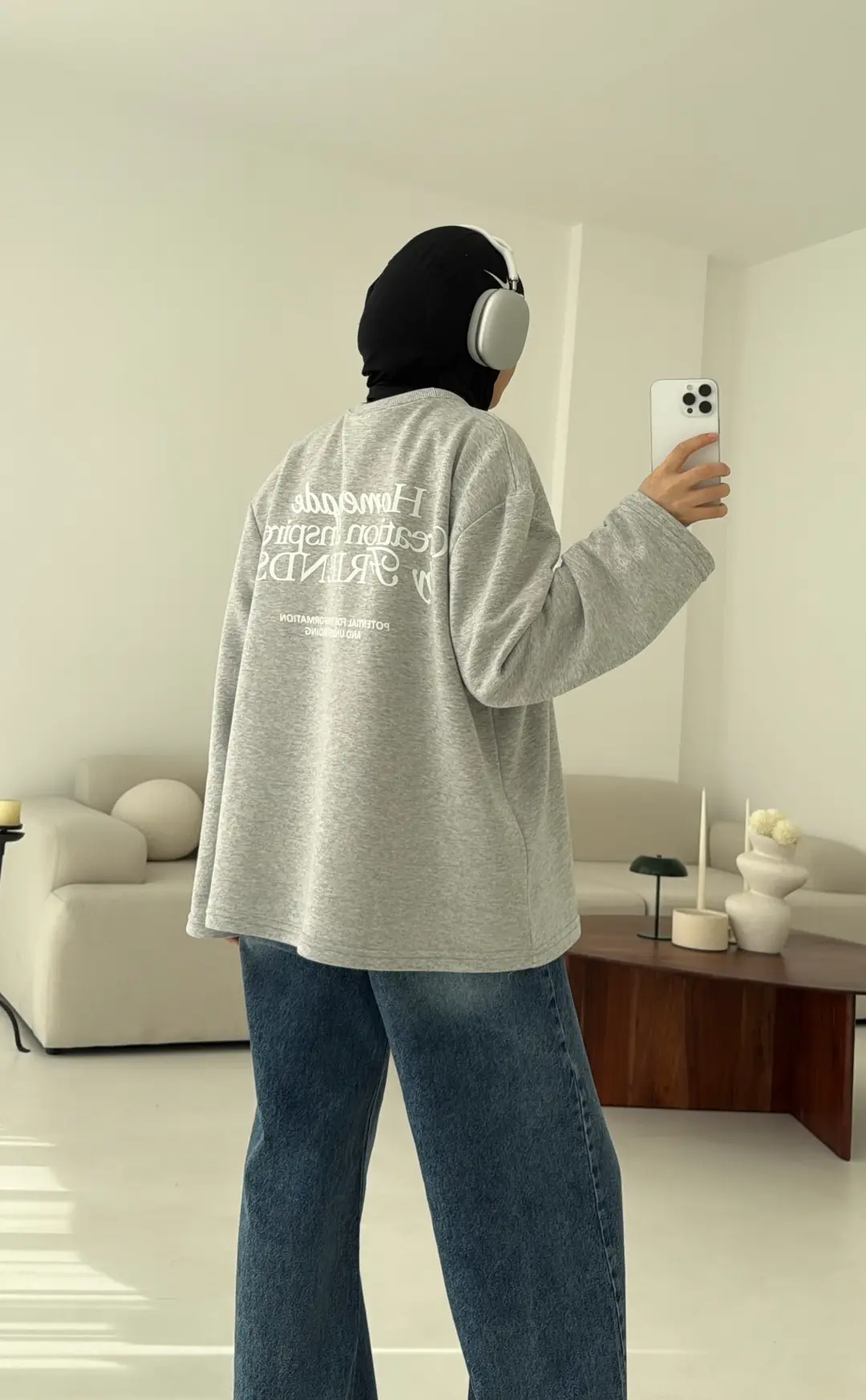 Version Baskılı Sweatshirt Gri - Görsel 6