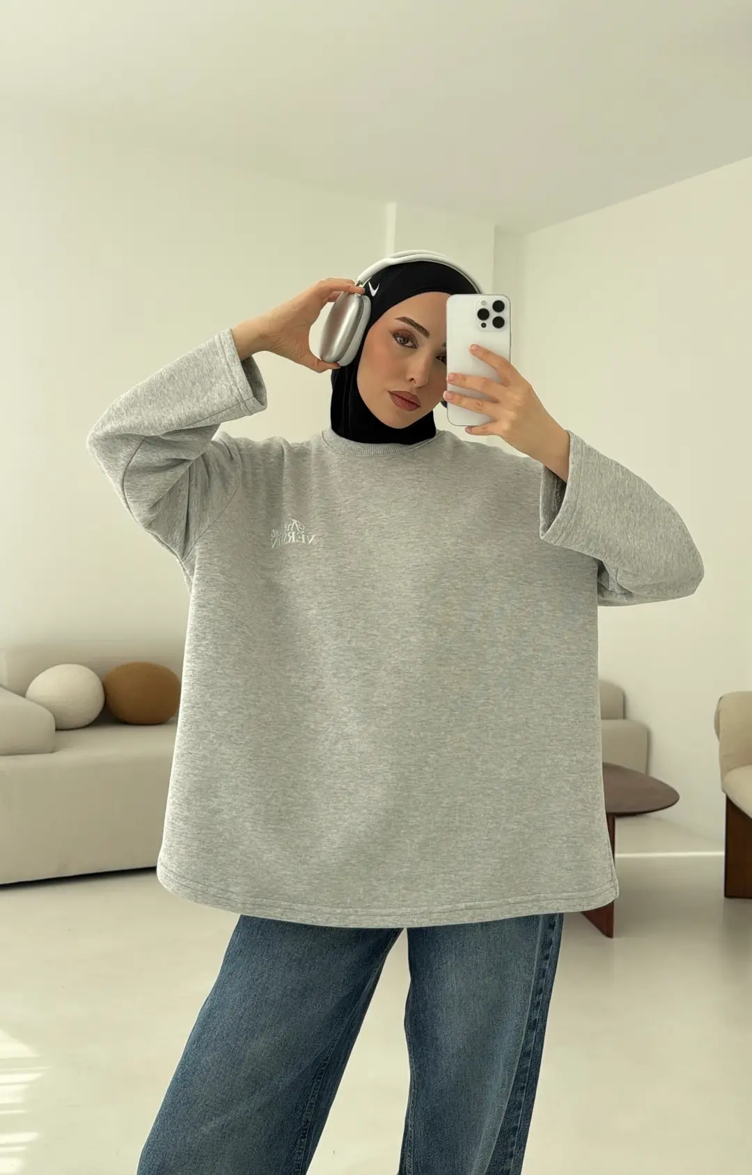 Version Baskılı Sweatshirt Gri - Görsel 7