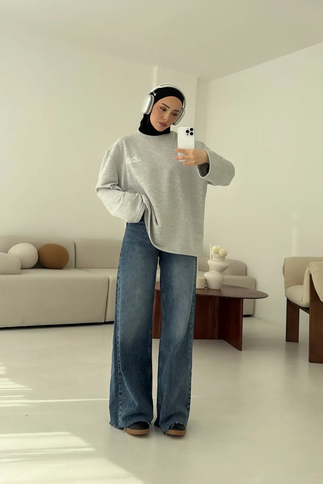 Version Baskılı Sweatshirt Gri - Görsel 8