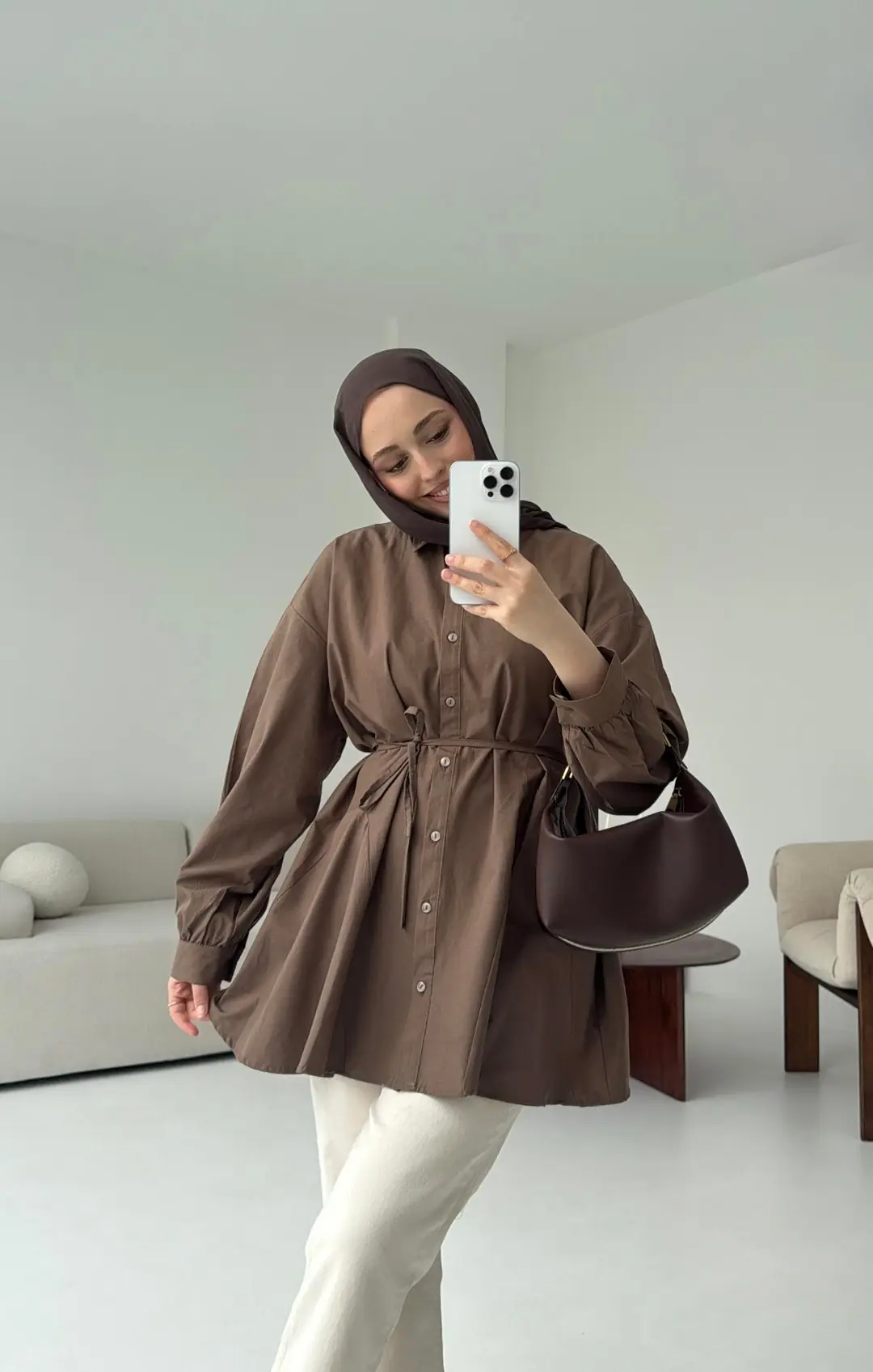 Volanlı Kahve Gömlek