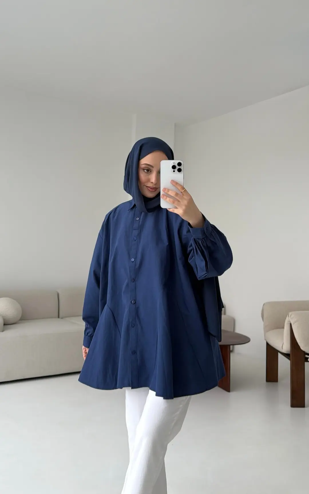 Volanlı Lacivert Gömlek - Görsel 10