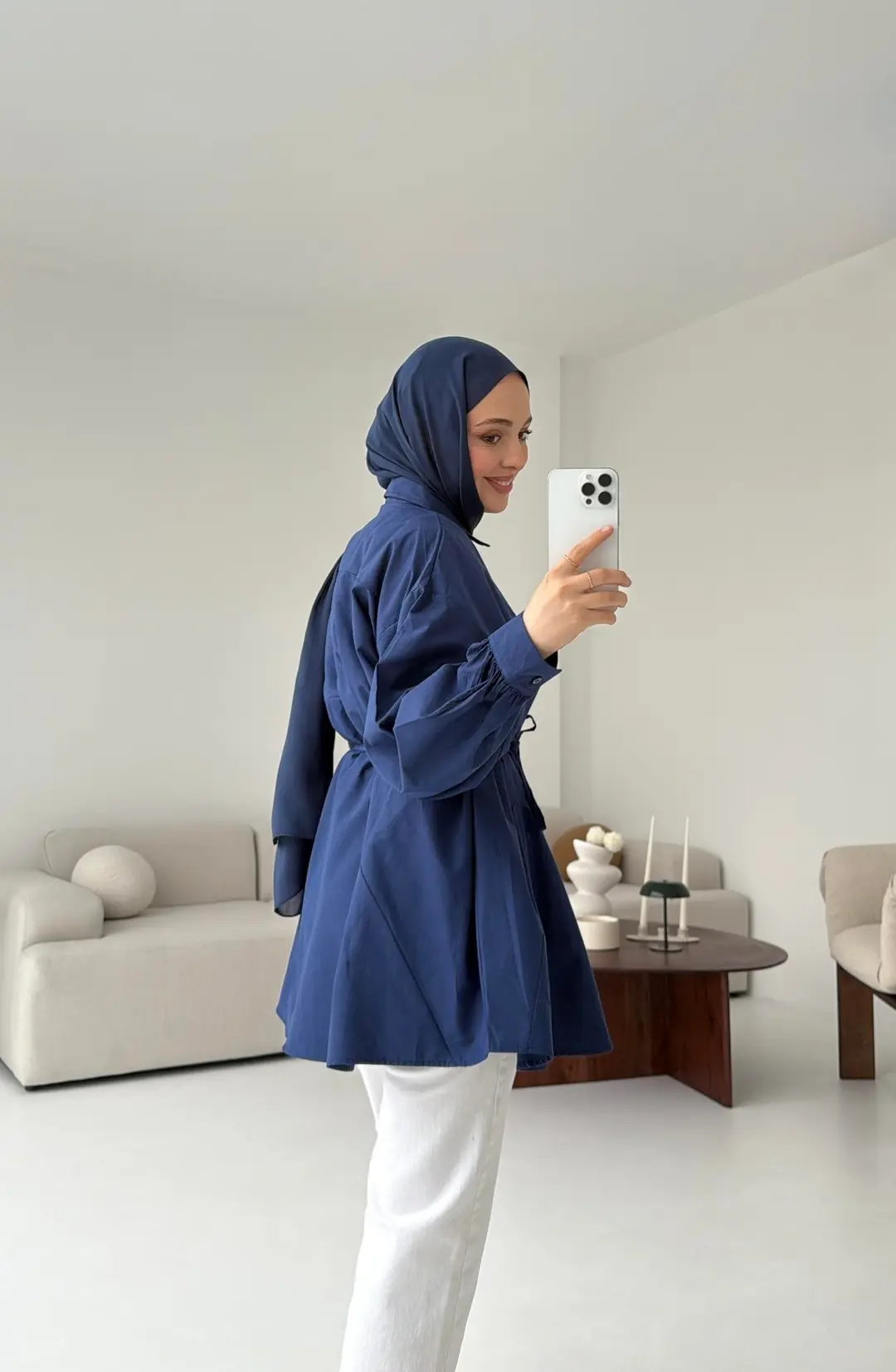 Volanlı Lacivert Gömlek - Görsel 3