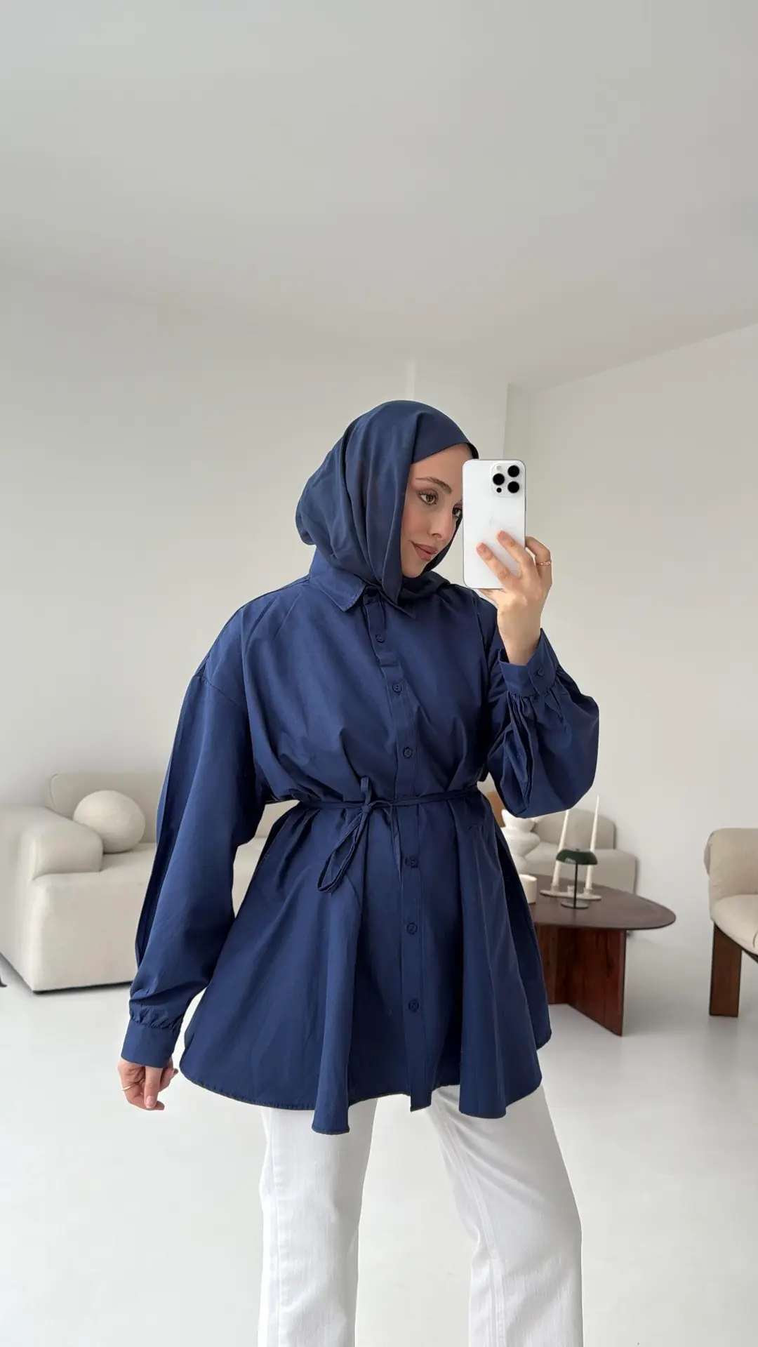 Volanlı Lacivert Gömlek - Görsel 5