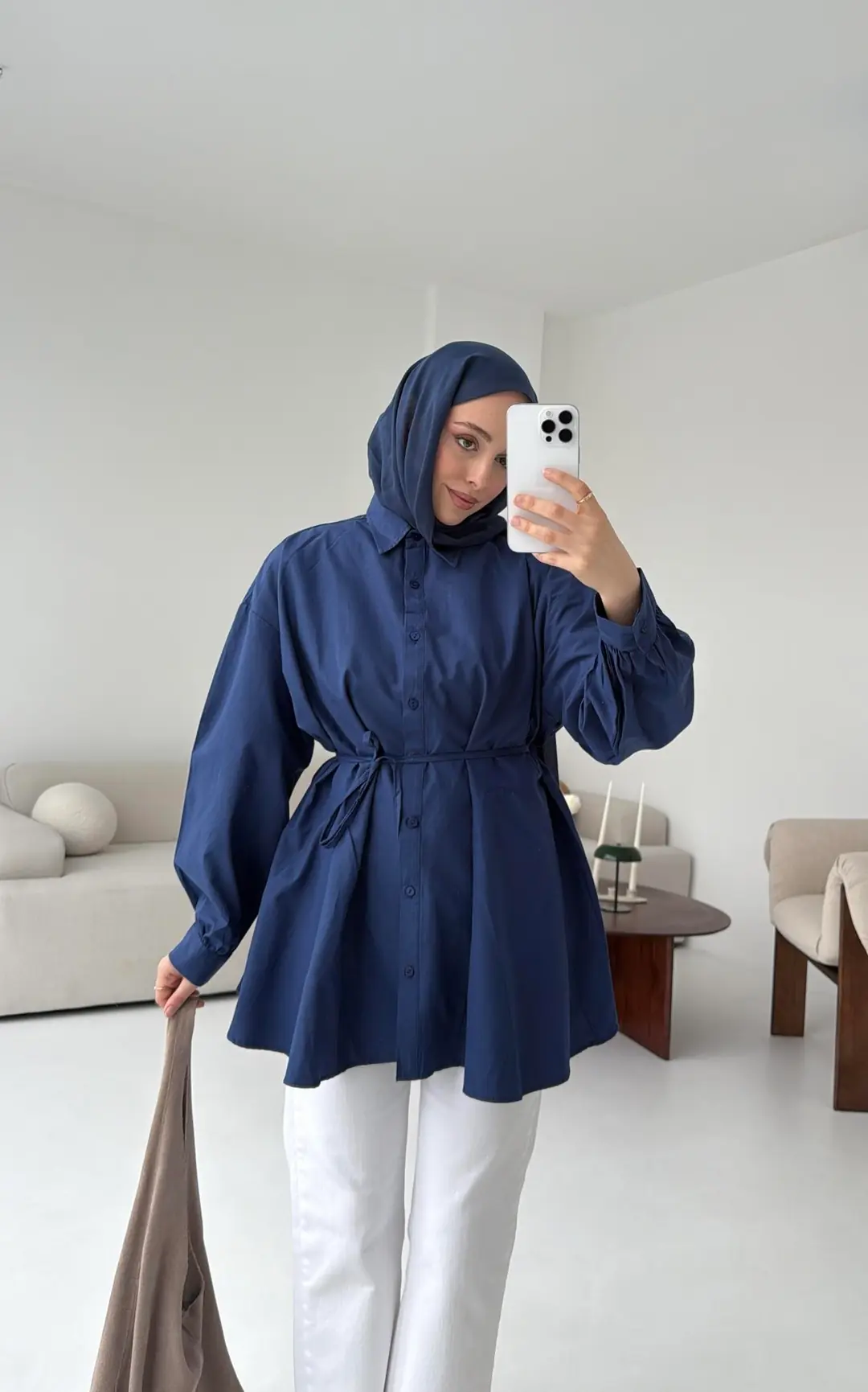 Volanlı Lacivert Gömlek - Görsel 6