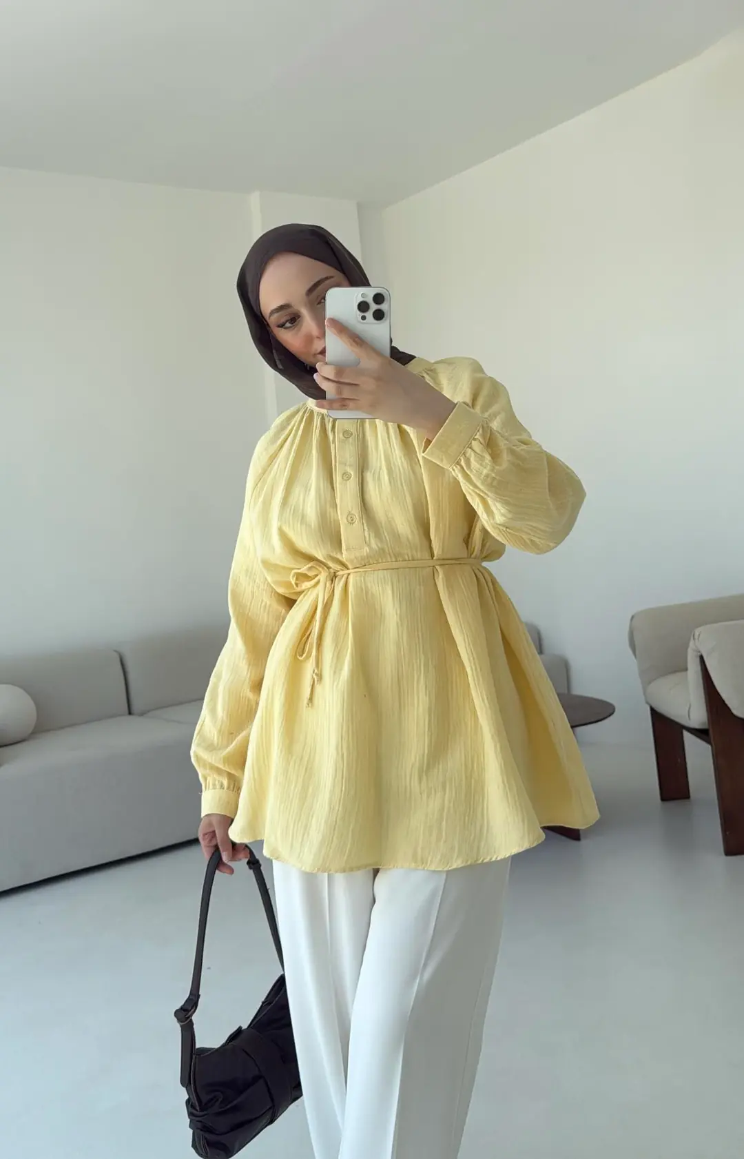 Volanlı Müslin Gömlek Sarı - Görsel 2