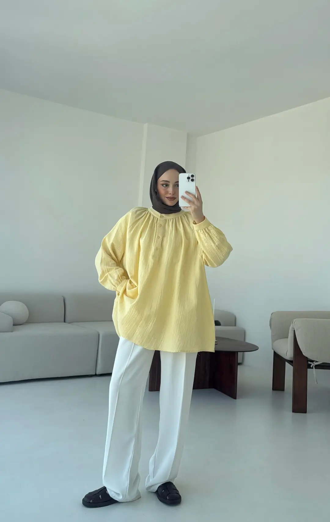 Volanlı Müslin Gömlek Sarı - Görsel 8