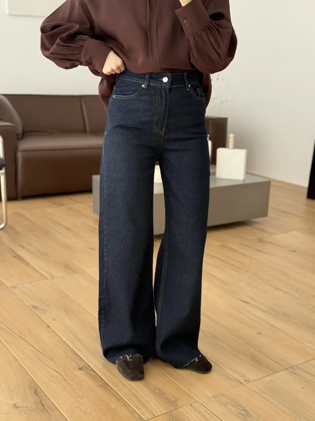 Wide Leg Jean Lacivert - Görsel 3