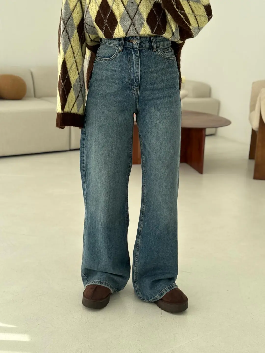 Wide Leg Kar Yıkama Jean - Görsel 3