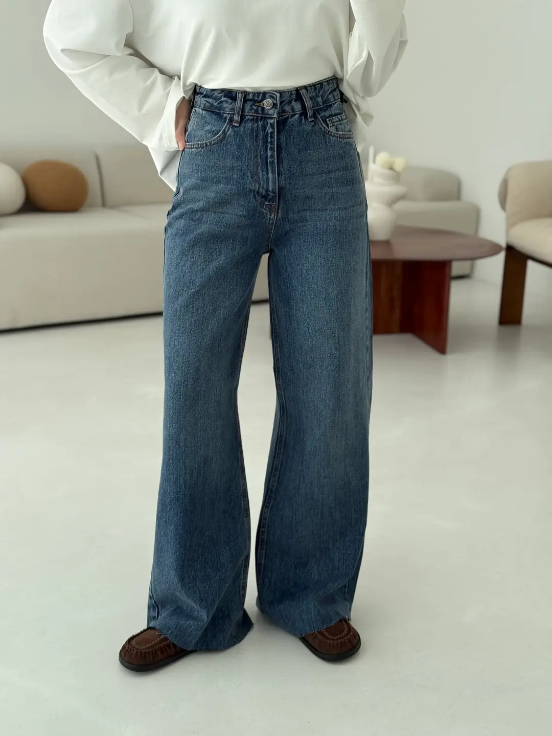 Wide Leg Koyu Mavi Jean
