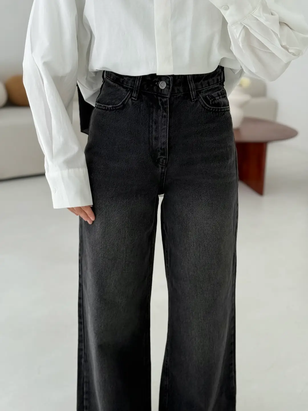 Wide Leg Yıkamalı AntarsitPantolon - Görsel 2