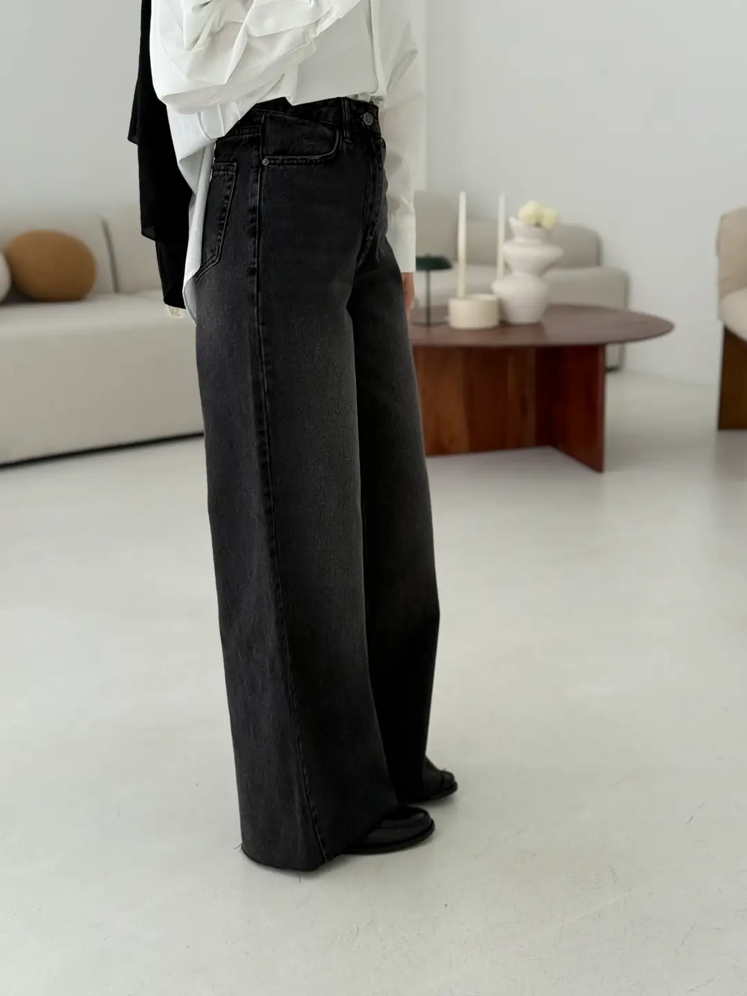 Wide Leg Yıkamalı AntarsitPantolon - Görsel 4