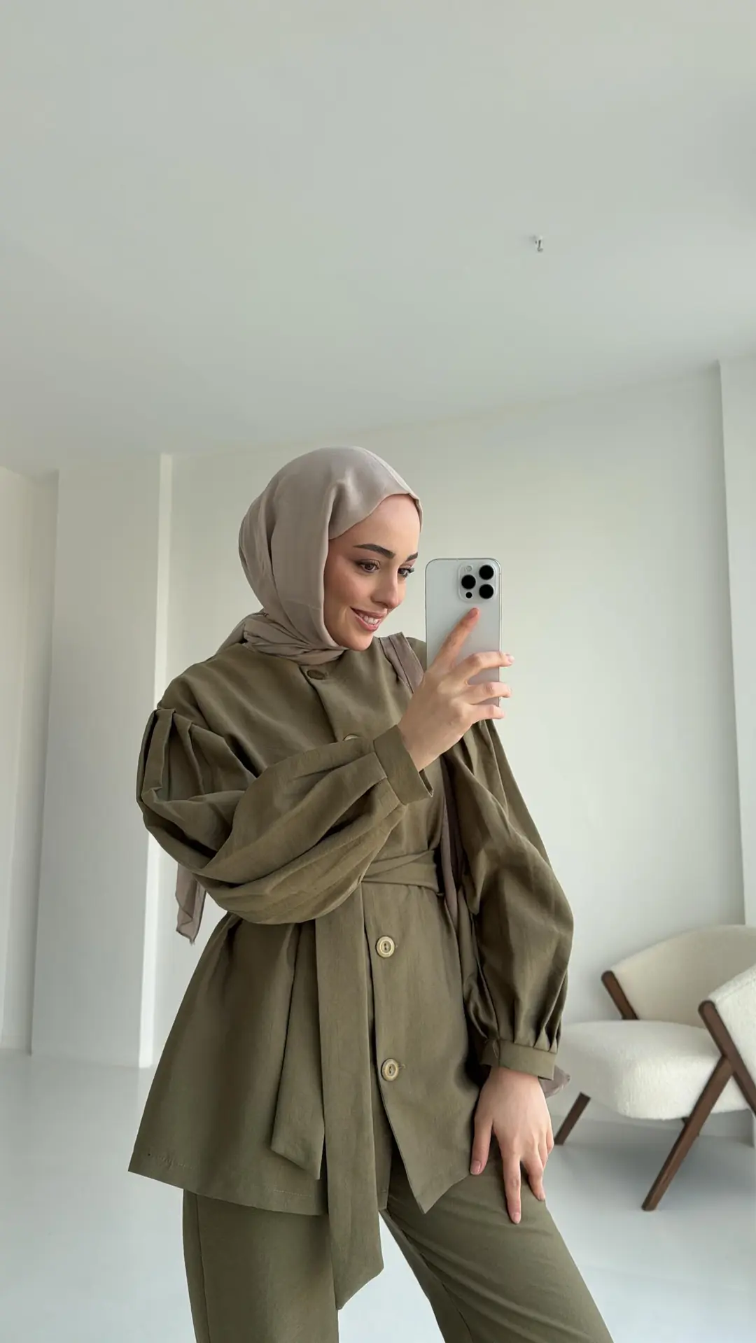 Yağ Yeşili Düğmeli Takım Premium - Görsel 4