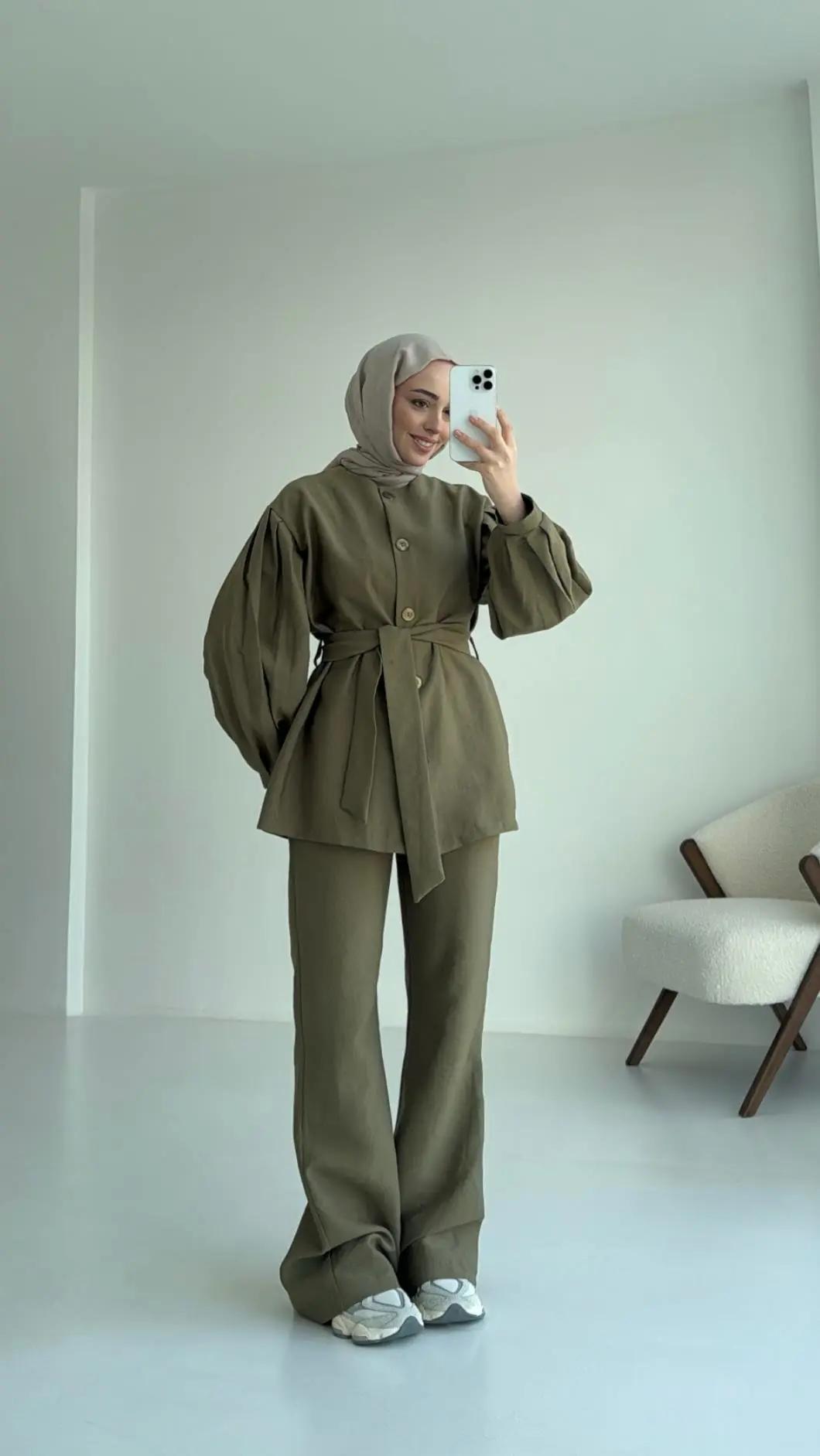 Yağ Yeşili Düğmeli Takım Premium - Görsel 8