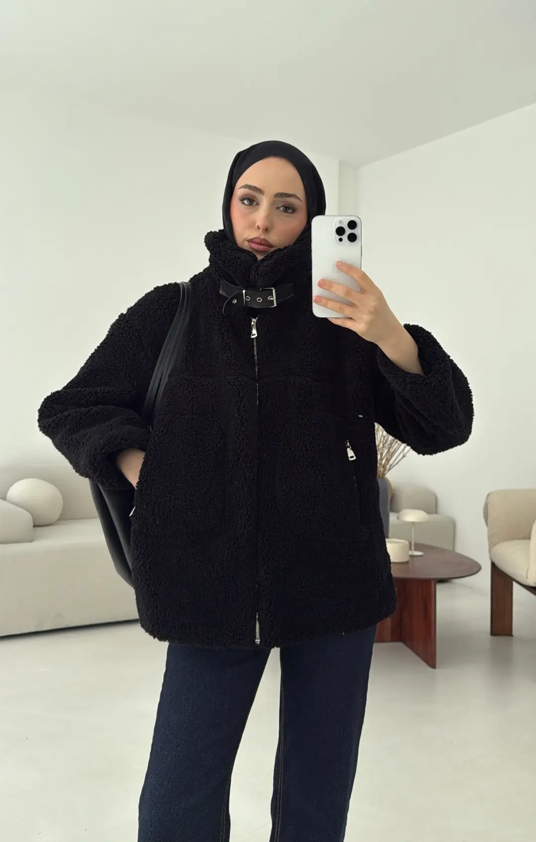 Yaka Toka Detay Biker Ceket Siyah - Görsel 2