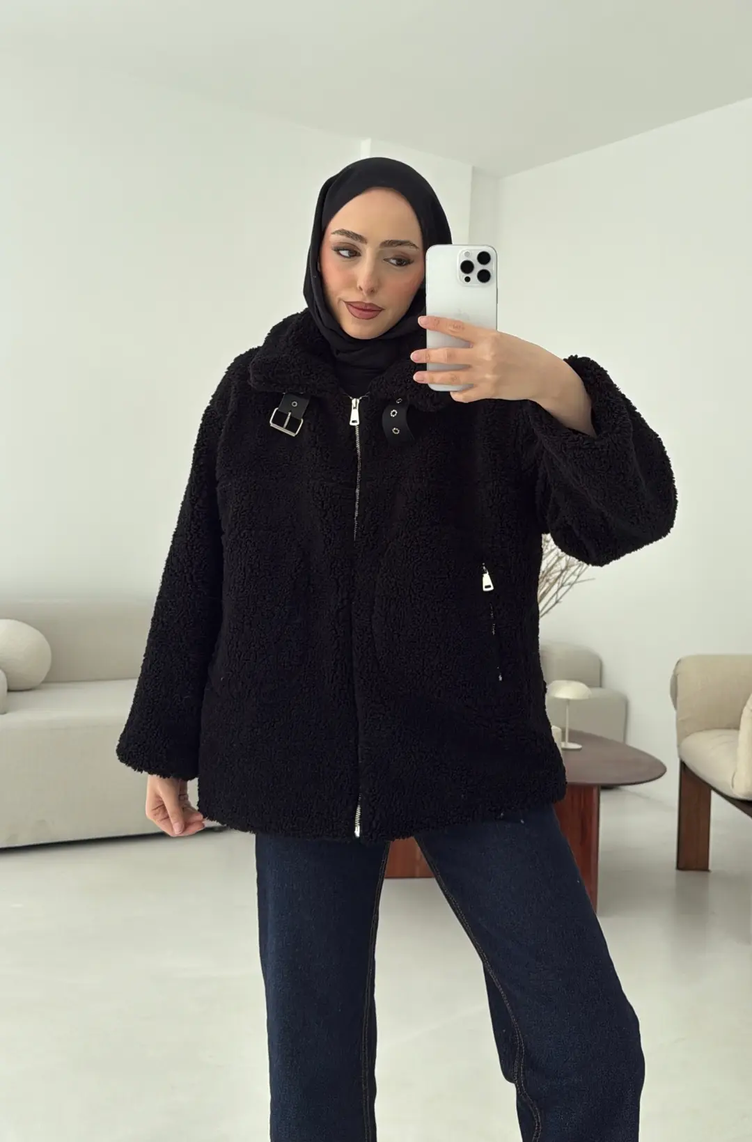 Yaka Toka Detay Biker Ceket Siyah - Görsel 3