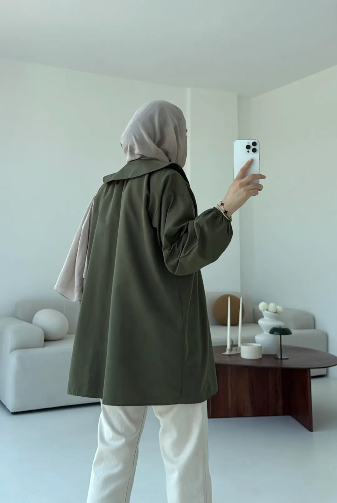 Yakalı Nervüllü Gömlek Haki - Görsel 6