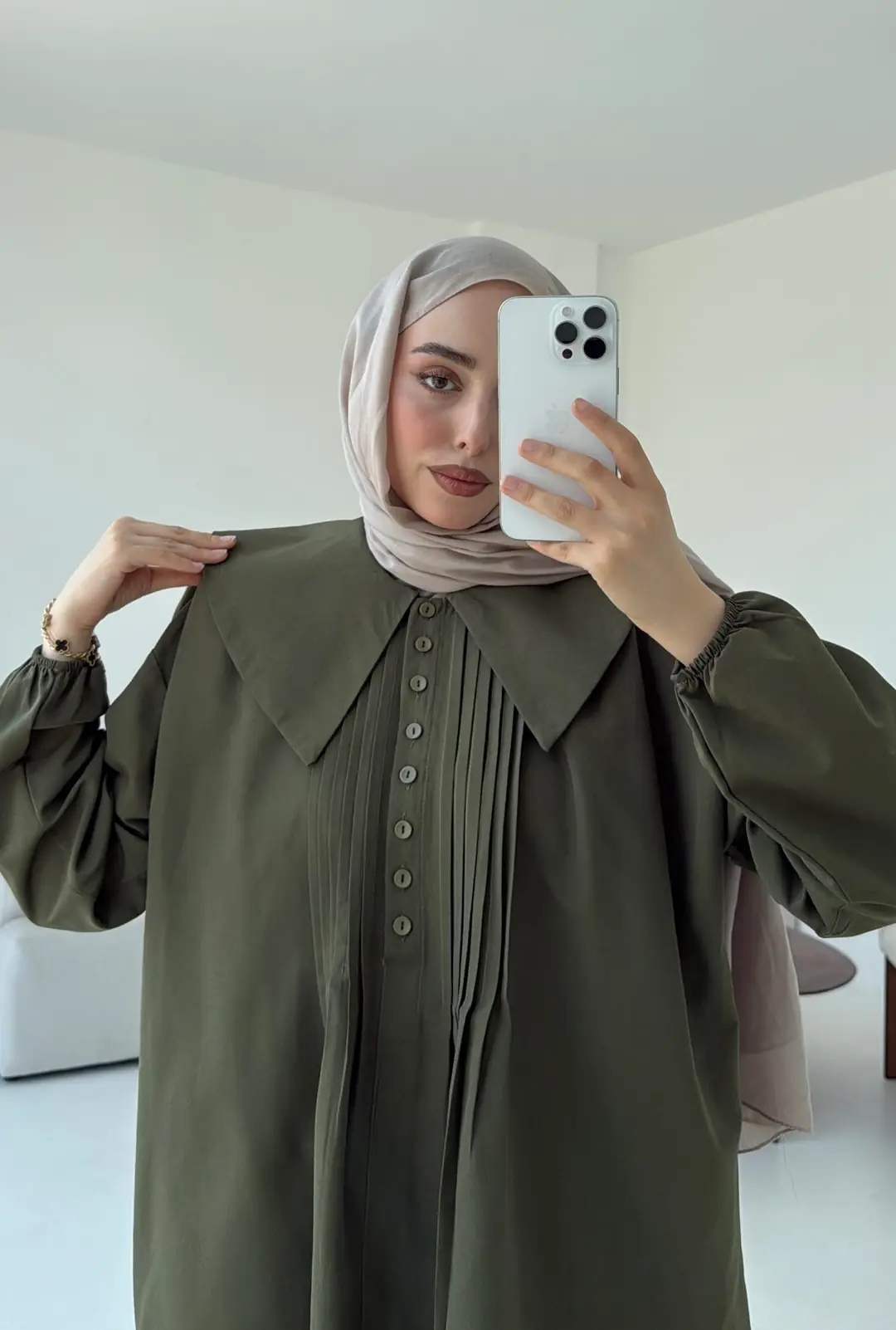 Yakalı Nervüllü Gömlek Haki - Görsel 7