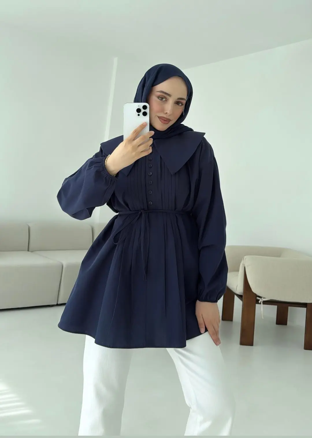 Yakalı Nervüllü Gömlek Lacivert - Görsel 2