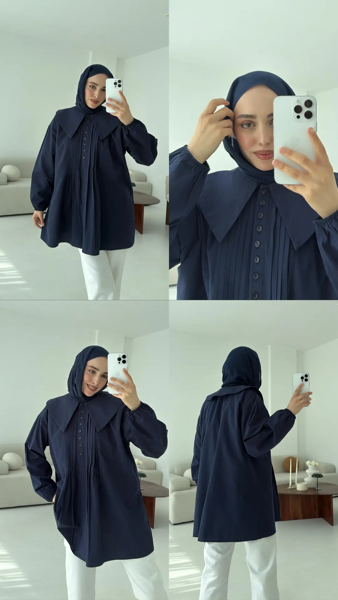 Yakalı Nervüllü Gömlek Lacivert - Görsel 8