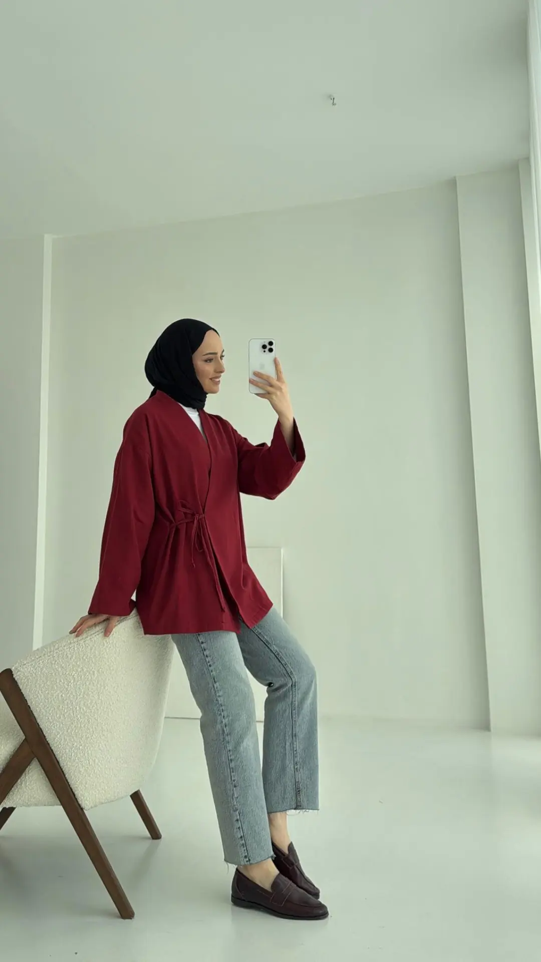 Yandan Bağlama Kimono Bordo