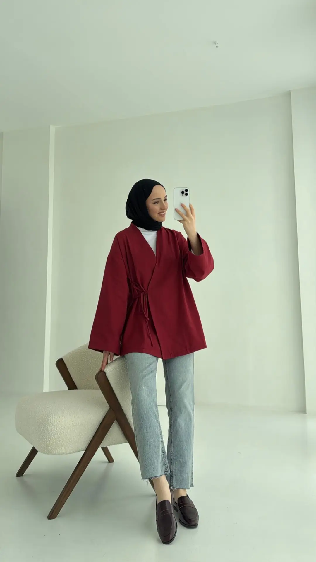 Yandan Bağlama Kimono Bordo - Görsel 2