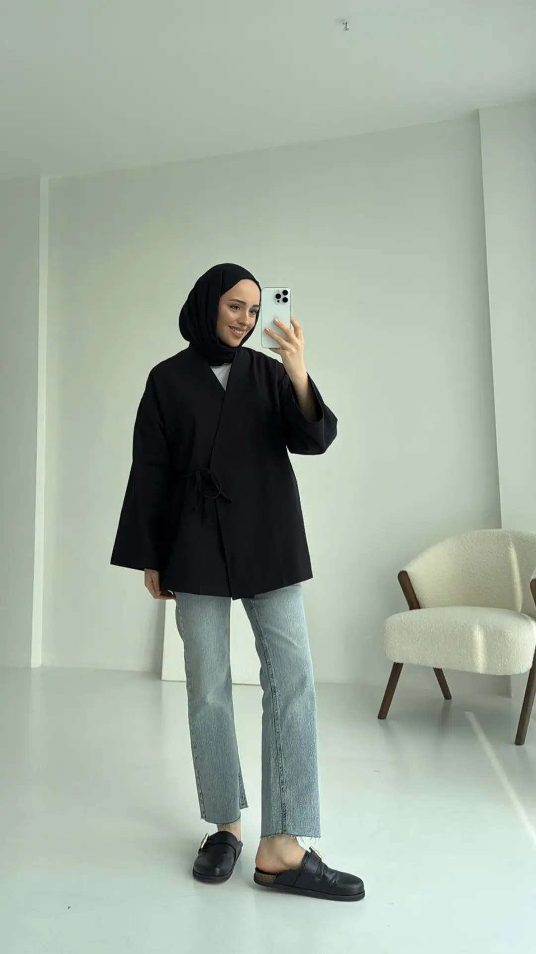 Yandan Bağlama Kimono Siyah - Görsel 4