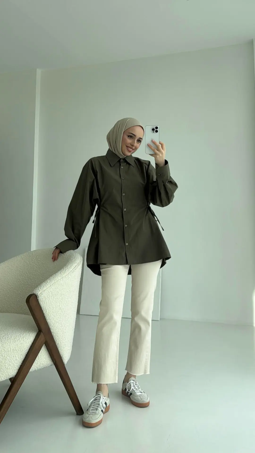 Yandan Bağlamalı Gömlek Haki