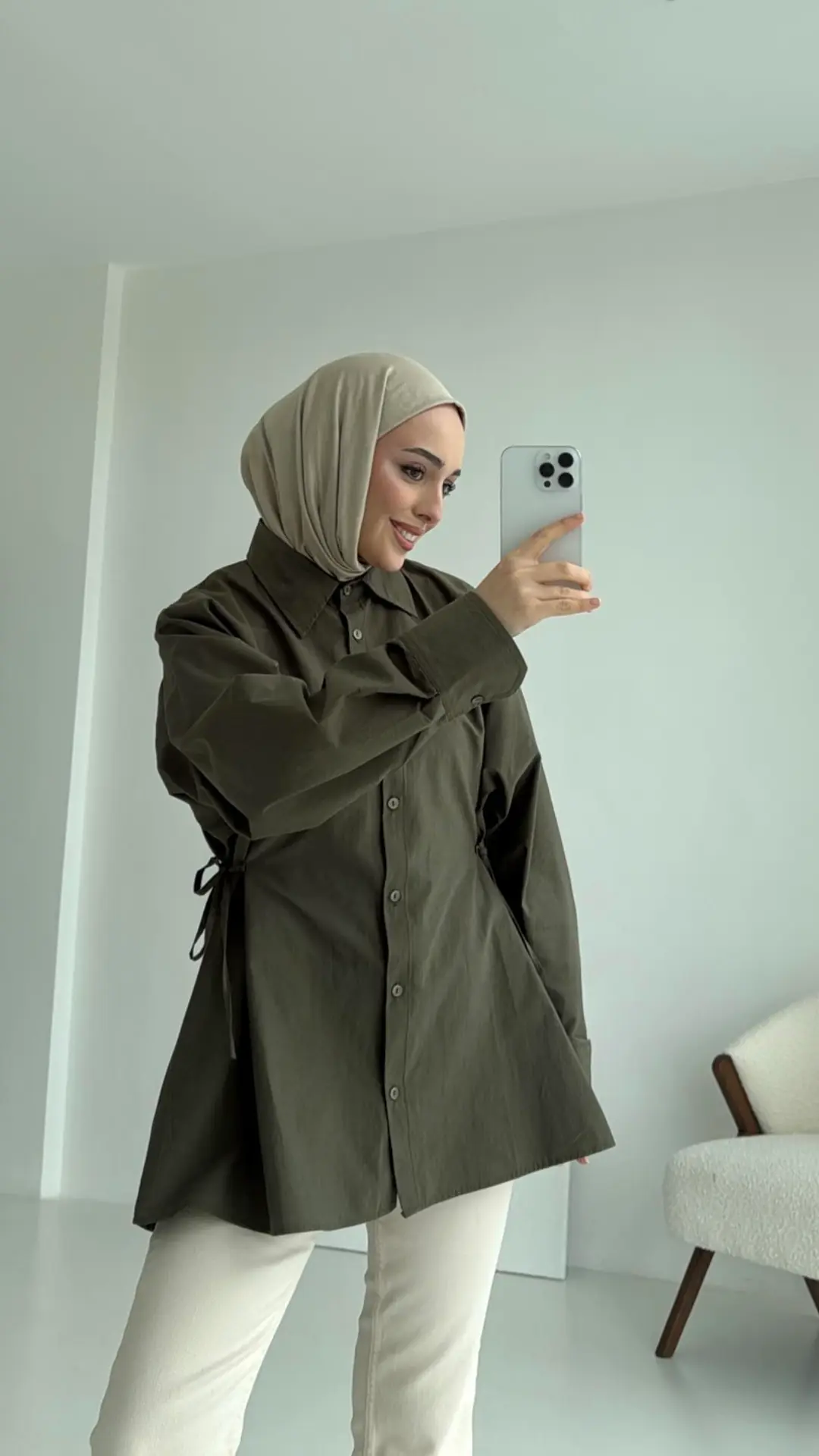 Yandan Bağlamalı Gömlek Haki - Görsel 3