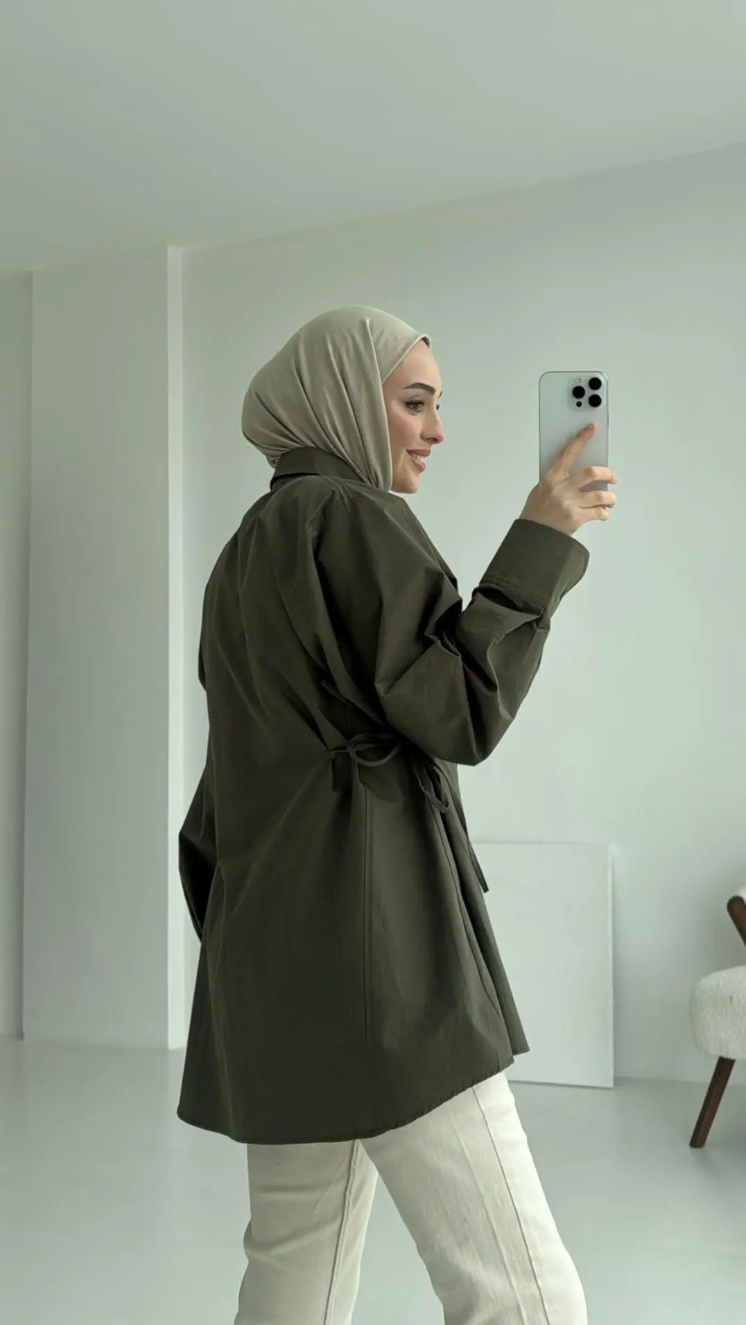 Yandan Bağlamalı Gömlek Haki - Görsel 4