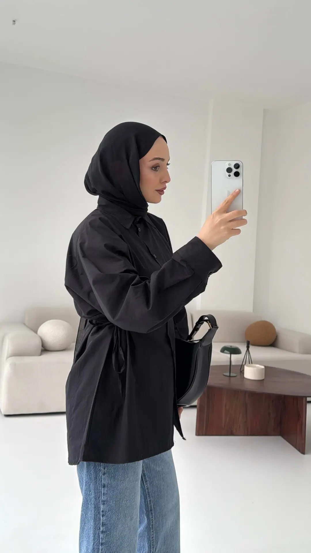 Yandan Bağlamalı Gömlek Siyah - Görsel 3