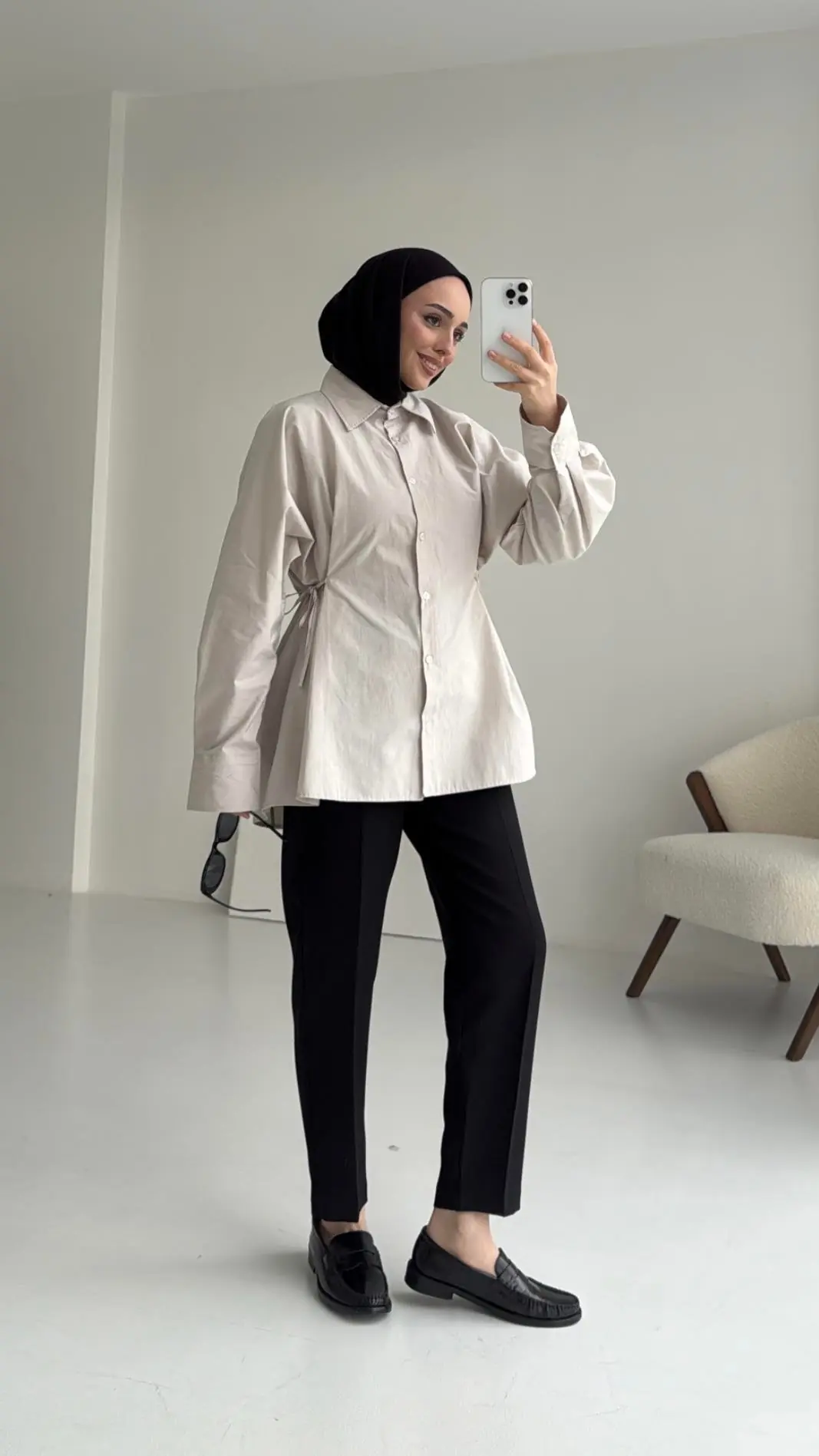 Yandan Bağlamalı Gömlek Taş - Görsel 2