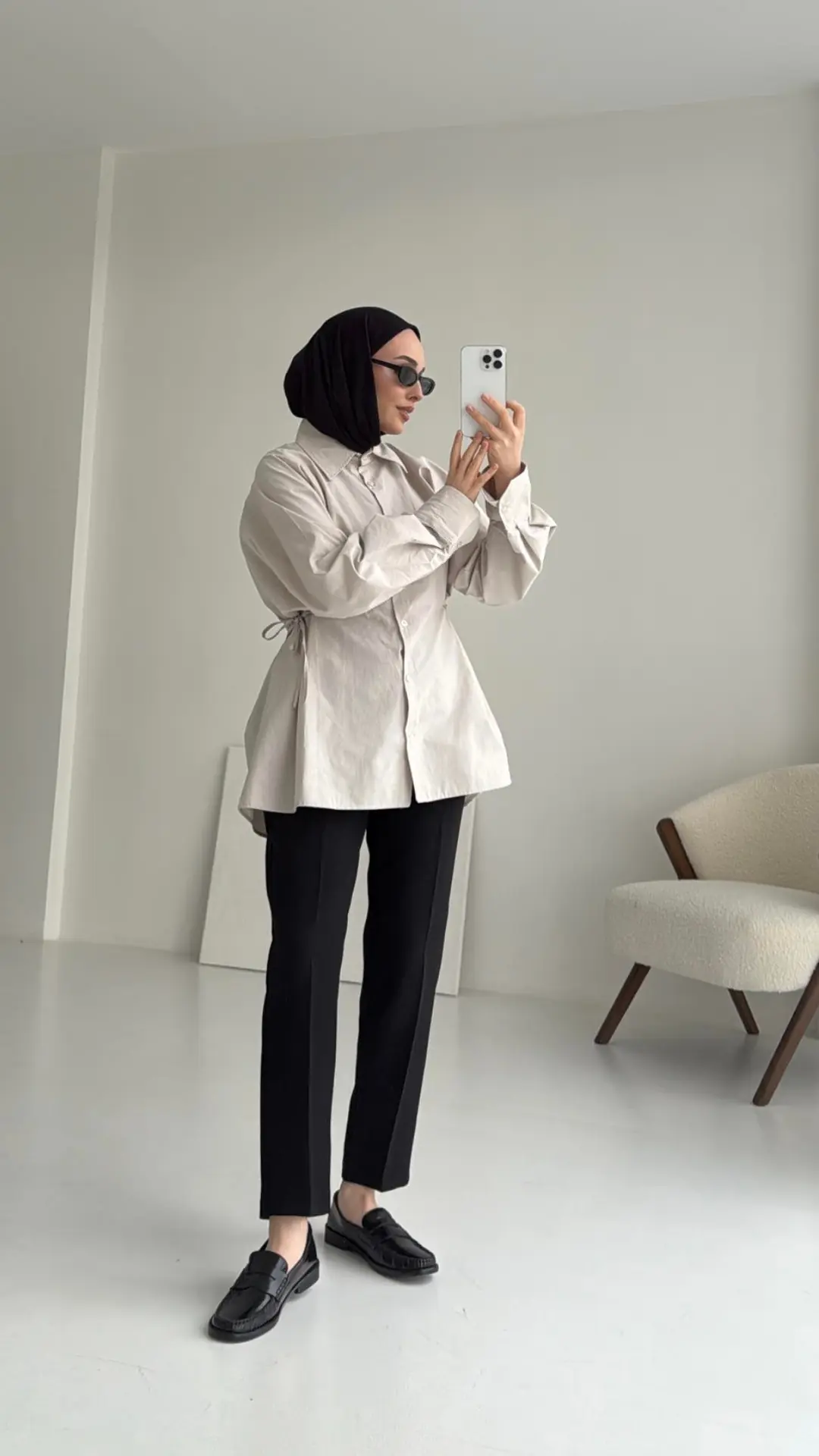 Yandan Bağlamalı Gömlek Taş - Görsel 4