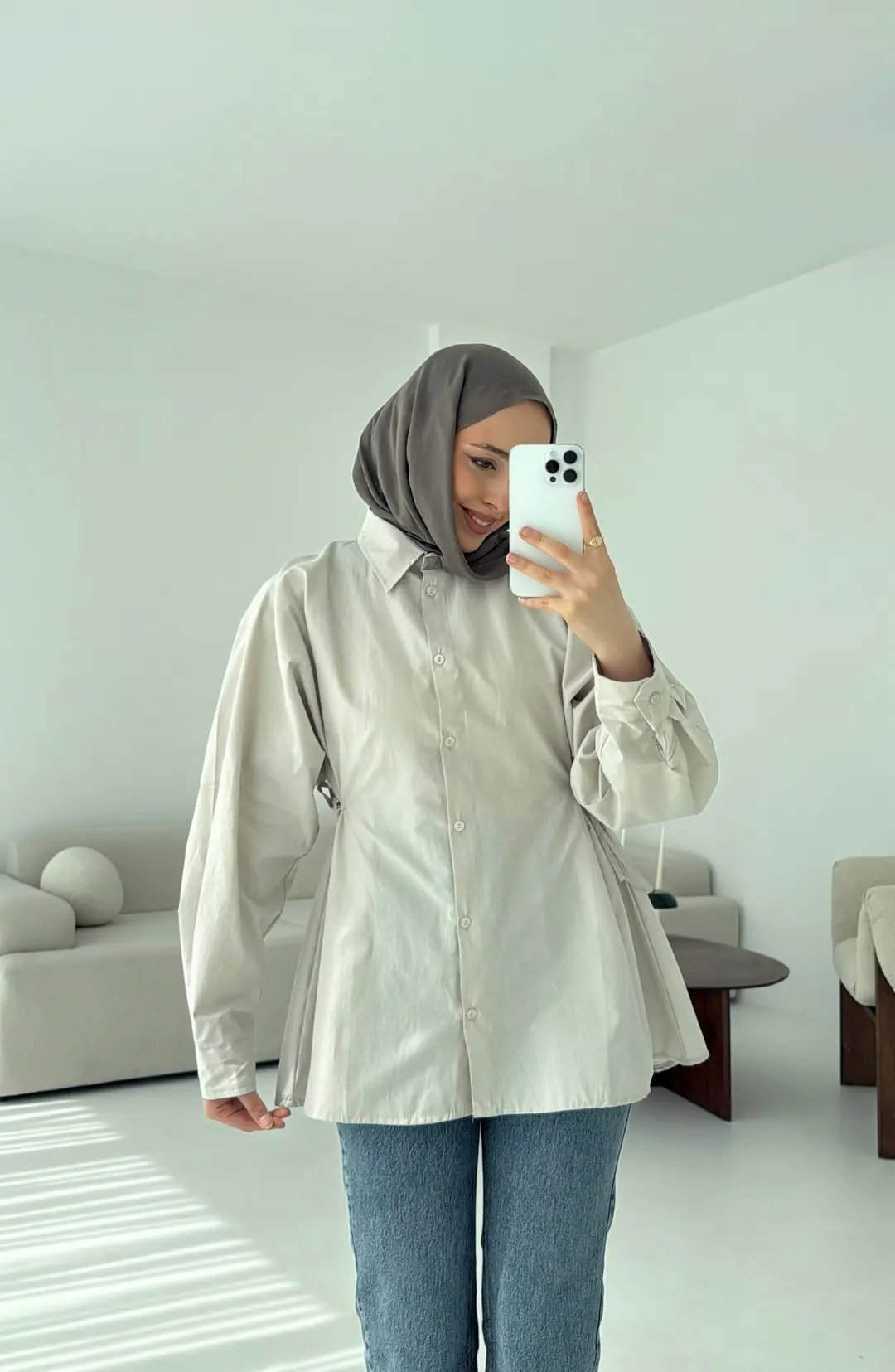 Yandan Bağlamalı Gömlek Taş