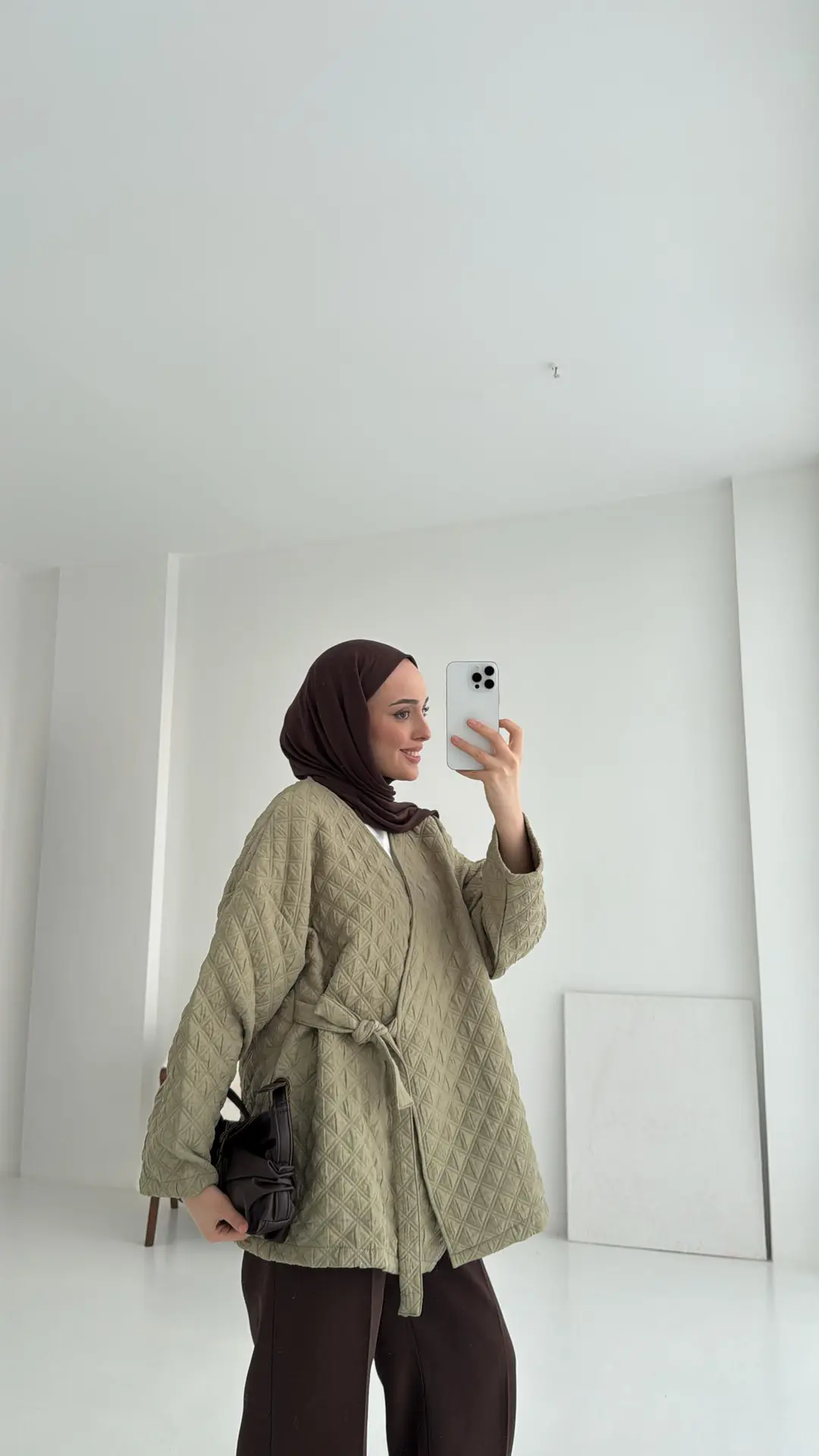 Yandan Bağlamalı Kapitone Ceket Çağla - Görsel 2