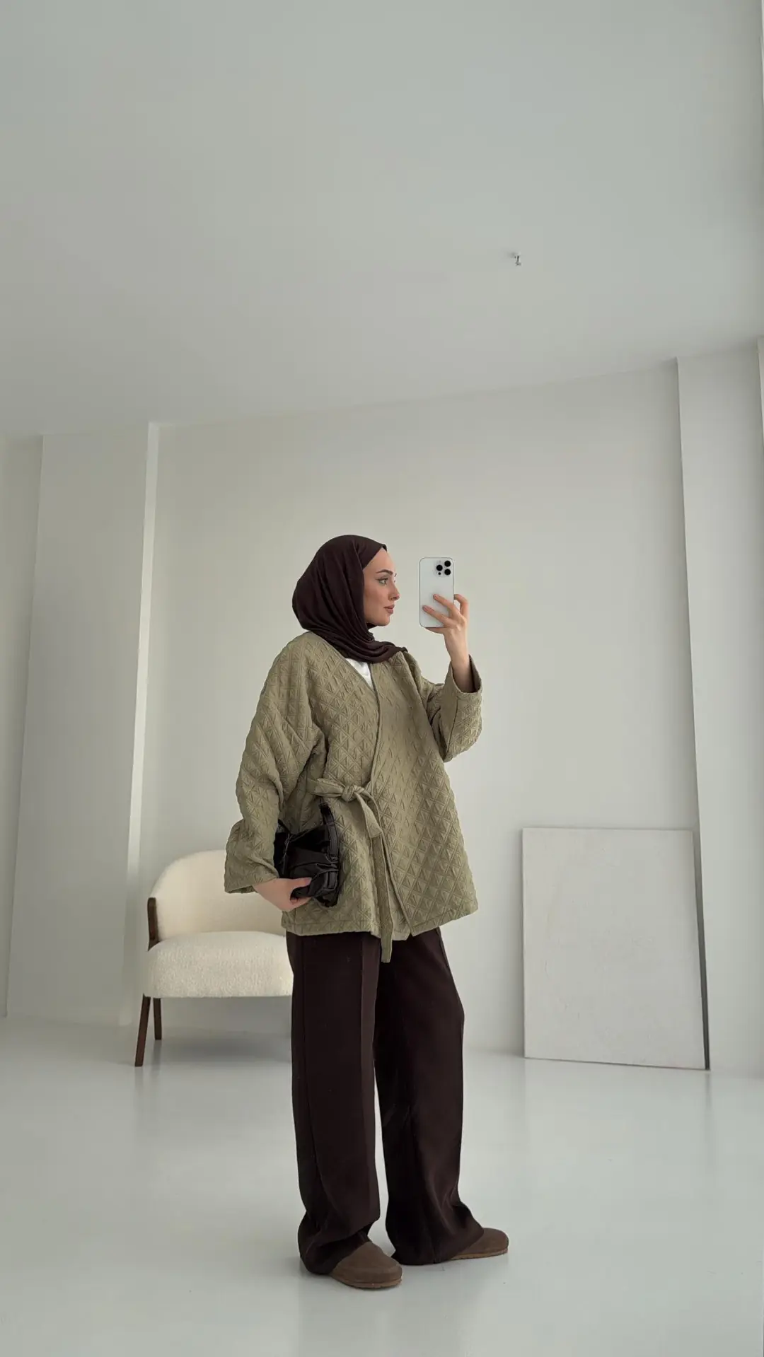 Yandan Bağlamalı Kapitone Ceket Çağla - Görsel 3