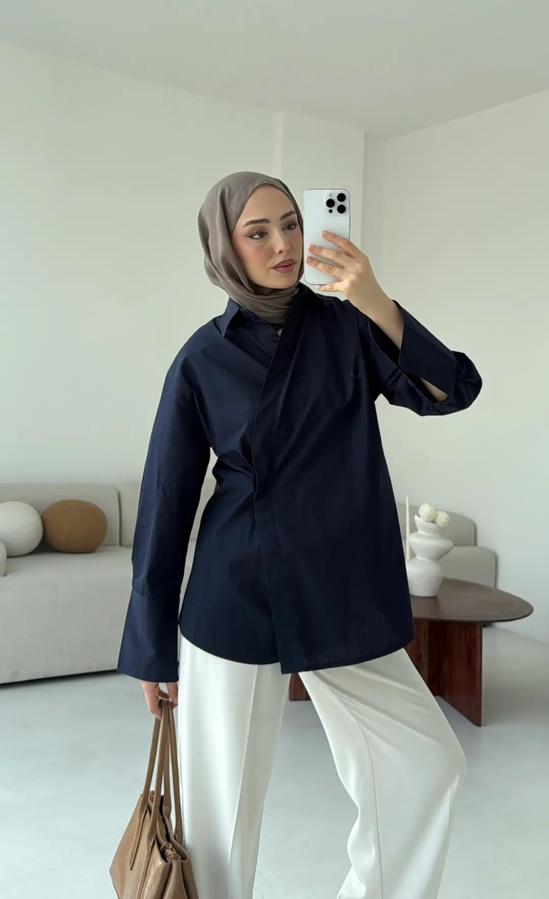 Yandan Düğmeli Gömlek Lacivert - Görsel 2