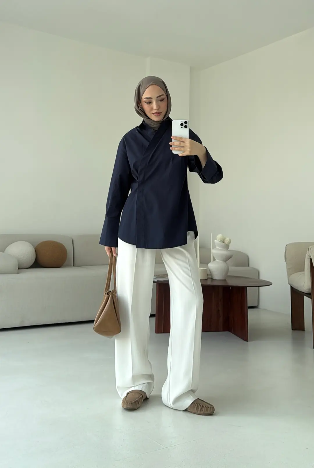 Yandan Düğmeli Gömlek Lacivert - Görsel 3