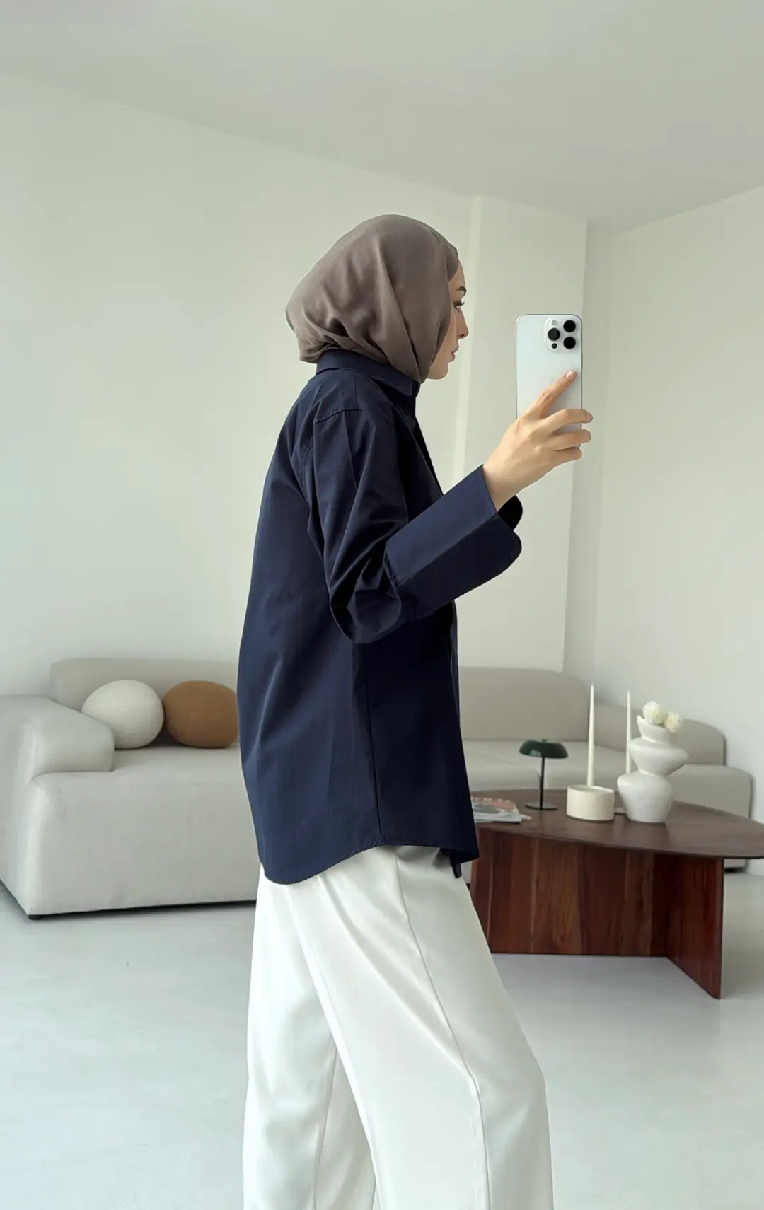 Yandan Düğmeli Gömlek Lacivert - Görsel 5