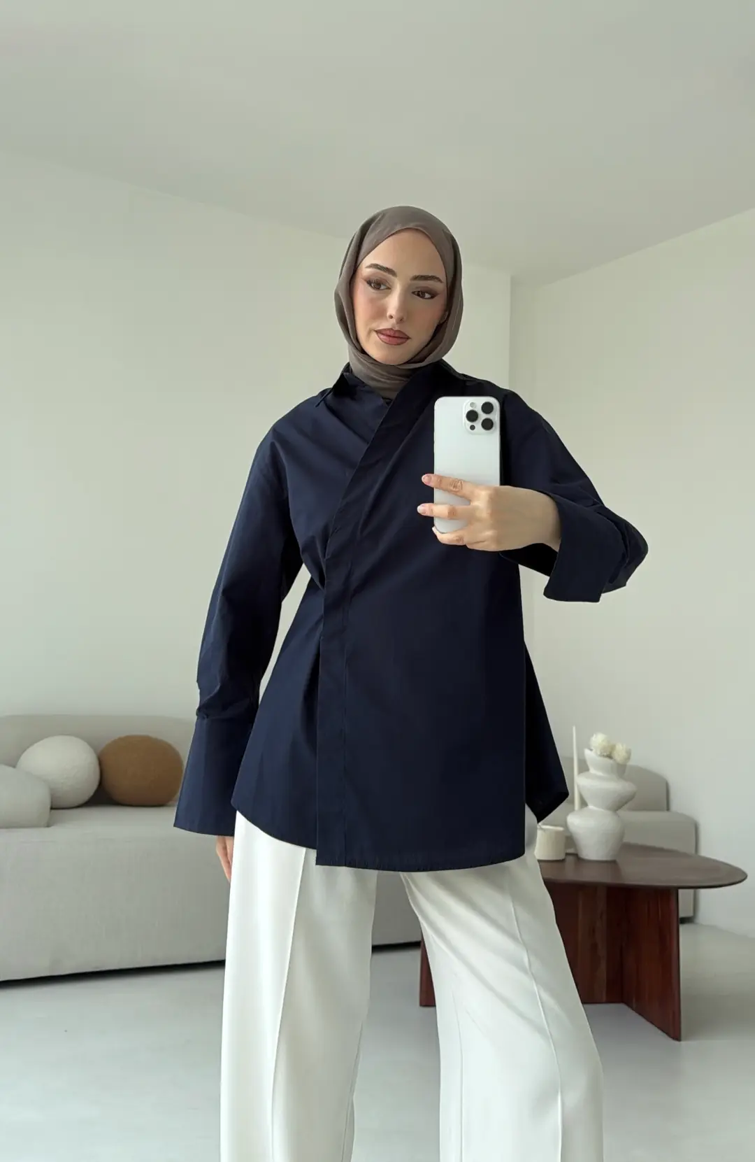 Yandan Düğmeli Gömlek Lacivert - Görsel 6