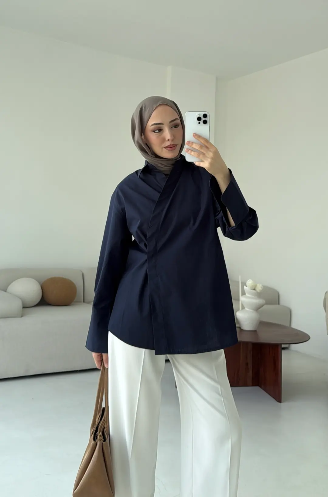 Yandan Düğmeli Gömlek Lacivert - Görsel 7