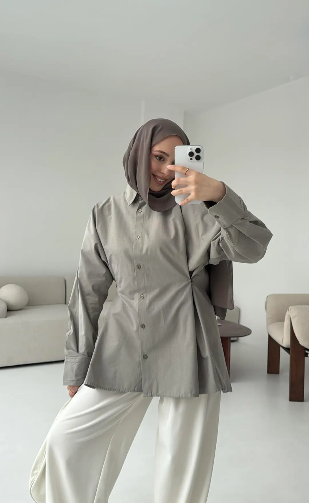 Yanları Düğmeli Gömlek Çağla