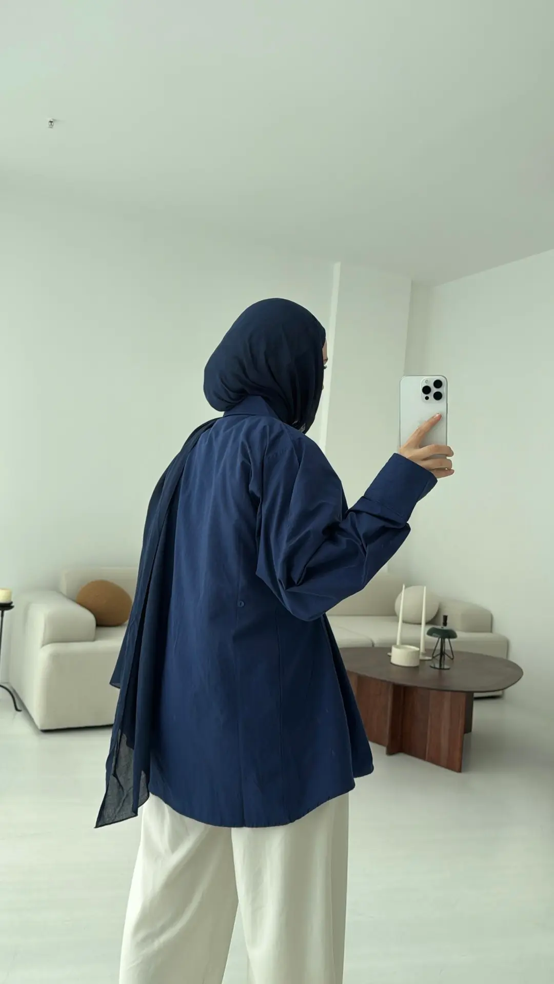 Yanları Düğmeli Gömlek Lacivert - Görsel 3