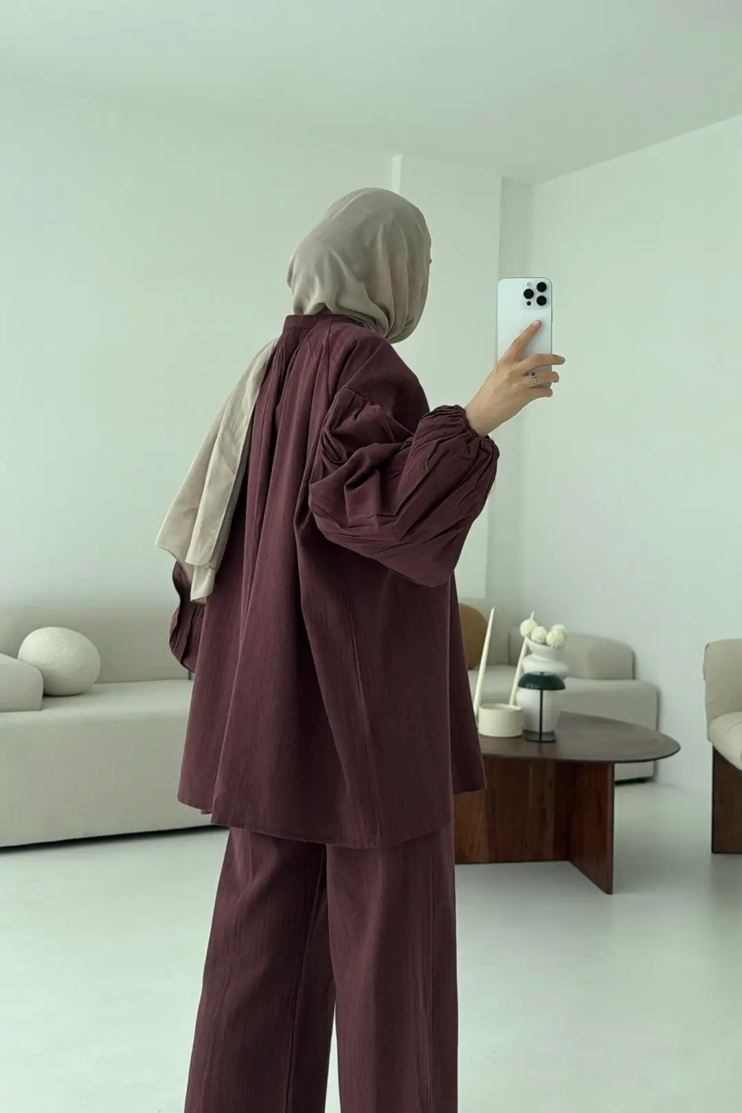 Yarım Düğme Detaylı Takım Kiremit - Görsel 10