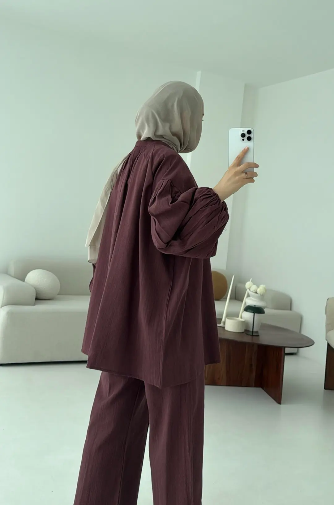 Yarım Düğme Detaylı Takım Kiremit - Görsel 7