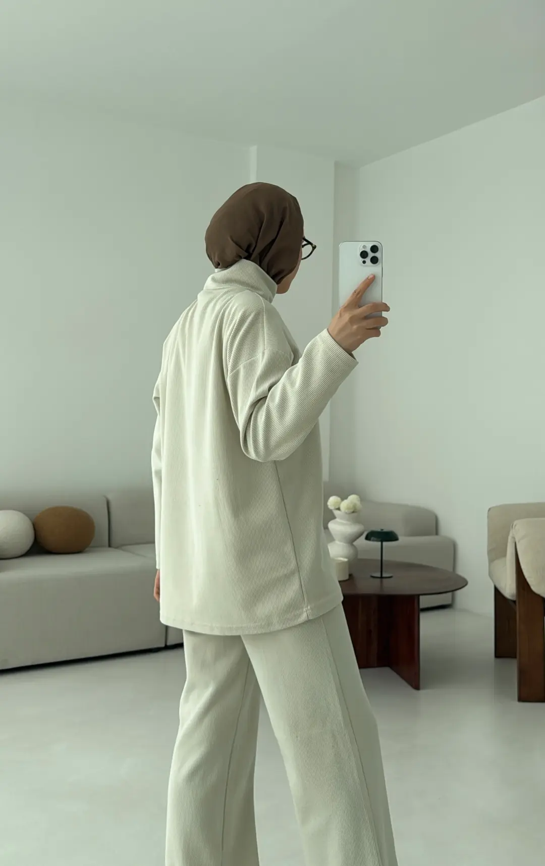 Yarım Fermuarlı Takım Bej - Görsel 4